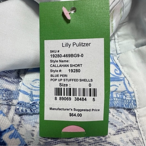 Lilly Pulitzer The Callahan Shorts 5” Inseam Blue Peri Pop Up Stuffed Shells - Picture 5 of 10